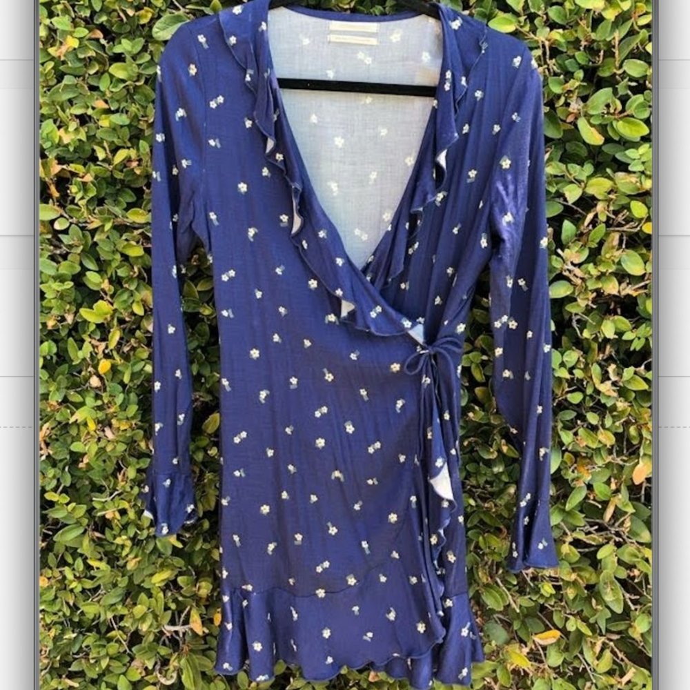 Urban Outfitters Long Sleeve Floral Wrap Dress